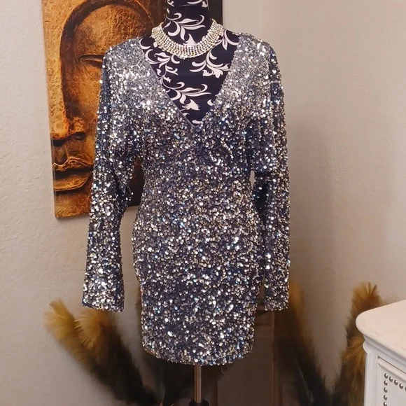 Silver Sequin Dress - Picture 2 of 4